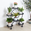 Tall Metal Plant Stand Wrought Iron Circular Planter Shelf Mobile Flower Rack UK