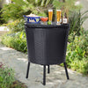 Garden Bistro Rattan Table Built-In Ice Bucket Cooler Outdoor Party Beer Table