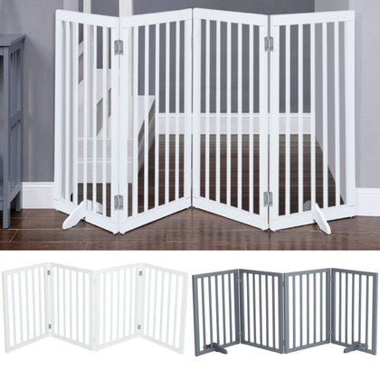 Foldable Dog Gate 3/4Panel Pet PlayPen Fence Safety Barrier Room Divider w/ Feet