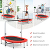 Double Foldable Jumping Fitness Kids Trampoline Rebounder w/ Adjustable Handrail