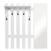 Wall Mounted Coat Rack w/ Mirror Hook Rack Shelf 5 Hooks Hallway Entryway White