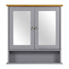 Bathroom Wall Cabinet Storage Cupboard with Mirror Wooden Shelves White Or Grey