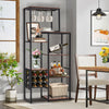 Industrial Wooden Home Bar Cabinet Wine Rack Freestanding Storage Cupboard Shelf