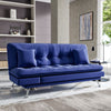Velvet Fabric Sofa Bed 3 Seater Adjustable Living Room Recliner Couch Sofa Blue