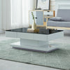 High Gloss Black&White Glass Coffee Table with 2 Drawers End Table Living Room