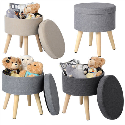 Storage Ottoman Footstool Pouffe Footrest Seat Stool Home Footstool Wooden Leg