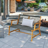 Garden Acacia Wooden Bench Chair Outdoor Patio Rope Loveseat Seating Furniture