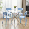 Round Dining Table and Chairs Set 4 Glass Table with 4 Chairs Dining Room Blue