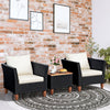 3 Piece Outdoor Rattan Furniture Set Sectional Patio Bistro Sofas & Table Set