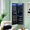 LED Lights Jewelry Cabinet Lockable Wall/Door Mounted Jewelry Armoire W/ Mirror