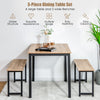 3 PCS Dining Table Set Dining Table & 2 Benches 2-4 Persons W/ Anti-Rust Frame