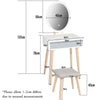 Dressing Table Vanity Set with LED Light Mirror Stool Drawer Make up Grey
