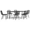 7 Piece Garden Dining Set Black Poly Rattan Q2Q2