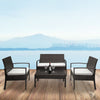 4PCS Rattan Sofa Bistro Set Outdoor Garden Patio Wicker Chairs Sofa Coffee Table