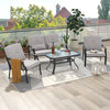 4Pcs Garden Patio Conversation Furniture Set Metal Outdoor Sofa Set w/Cushions