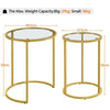 Round Nesting Table with Metal Frame, End Side Table w/ Tempered Glass Top, Gold