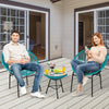 3PCS Patio Furniture Set Outdoor PE Rattan Woven Patio Chairs Set W/ Glass Table