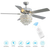 Nordic 52" Ceiling Fan Light Crystal Chandelier Lampshade with Remote 5-Blades