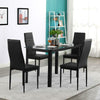 DiningTable and 4 PU Chairs Set Kitchen 8mm Tempered Glass & Steel Tube New