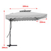 Outdoor Parasol Cantilever Umbrella Sun Shade Canopy Garden Base 2Tire Aire Vent