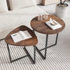 Set of 2 Pcs Modern Coffee Side End Tables Nest Wooden Tabletop Metal Legs Stand