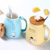 420ML Cat Kitten Ceramic Coffee Mug Tea Milk Water Cup Handle Lid Gift New