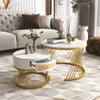 Set of 2 Nesting Coffee Table Living Room Marble Effects Side End Table MA