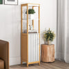 Bamboo Floor Storage Cabinet Narrow Freestanding Storage Cabinet Stand with Door