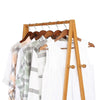 Bamboo Clothes Rail Rack Garment Hanging Display Coat Storage Shelf Stand Wheels