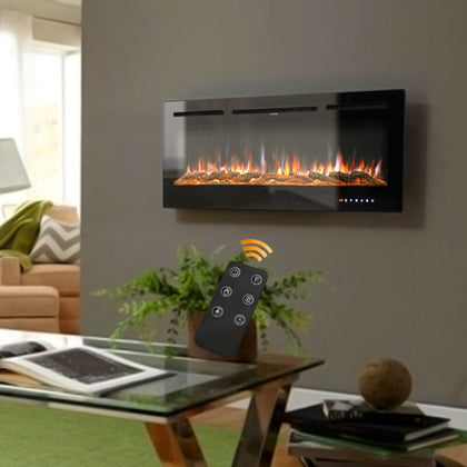 70 Inch Electric Wall Mounted LED Fireplace 9 Color Wall Inset Into Fire Heater