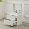 Nightstand Bedside Table W/ 2 Drawer High Gloss White Black Modern