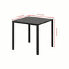 Black Square Dining Table for 2-4 Small Space Glass Tabletop & Metal Legs Modern