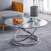 Modern Coffee Table Round Tempered Glass Top Chrome Base Sofa Side End Table