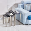 Square Nest of 3 Tables Glass Nested Side End Tables Set Black Clear Modern Home