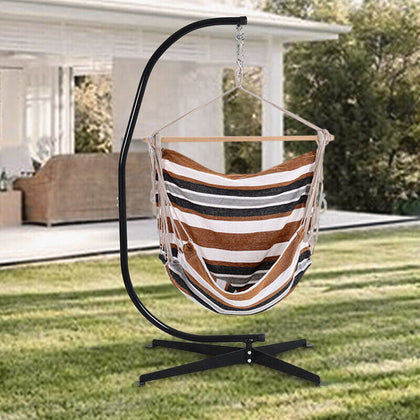 Hanging Fabric Swing Chair with Steel Stand Garden Balcony Relax Hammock Seat