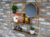 Gold Wall Unit & Mirror Bathroom Bedroom Storage Shelving Large Metal Home Decor