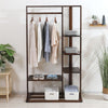 6 Tier Ladder Strong Wooden Clothes Rail Garment Rack with Top Rod Hanging Shelf