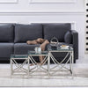 Coffee Table Stainless Steel Side Centre Table W/Transparent