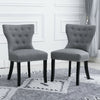 2Pcs Wing Back Dining Chairs Fabric Upholstered Accent Dining Room Kitchen Gray