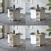 Wooden Mobile Drop Leaf Dining Table Folding Desk w/ 2 Wheels Storage Shelves