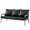 Modern 3-Seater Faux Leather Sofa Armchair Black/Cream/Brown Couches Living Room