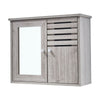 Wall Bathroom Cabinet Storage Cupboard Double Doors with Mirror & Shelves Wooden