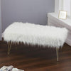 Modern Fluffy Bench Pouffe Stool 2 Seater Bench Bedroom Living Room Hairpin Legs