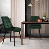 2pcs Velvet Soft Padded Seat Back Dining Chairs Set Lint Fabric Metal Legs Chair