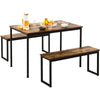 Industrial Wooden Dining Table Set 2 Bench Home Kitchen Furniture Patio Outdoor