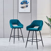 2X Bar Stools Velvet Bar Chairs Metal Legs Breakfast Bar Pub Chair Kitchen Home