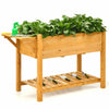 8 Grids Wooden Raised Garden Bed Elevated Planter Kit W/ Folding Lateral Shelf