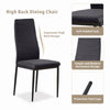 4x Black Fabric Dining Chairs & Round Glass Dining Table Black Metal Legs Set