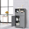 Bathroom Floor Cabinet Wooden Storage Cupboard with Adjustable Shelf & Doors