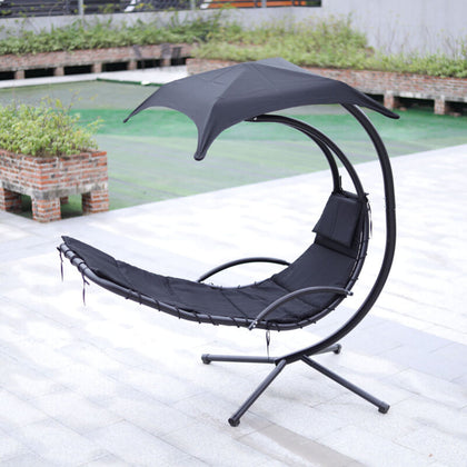 Hanging Swing Garden Hammock Lounger Outdoor Patio Sun Shade with Steel Stand UK